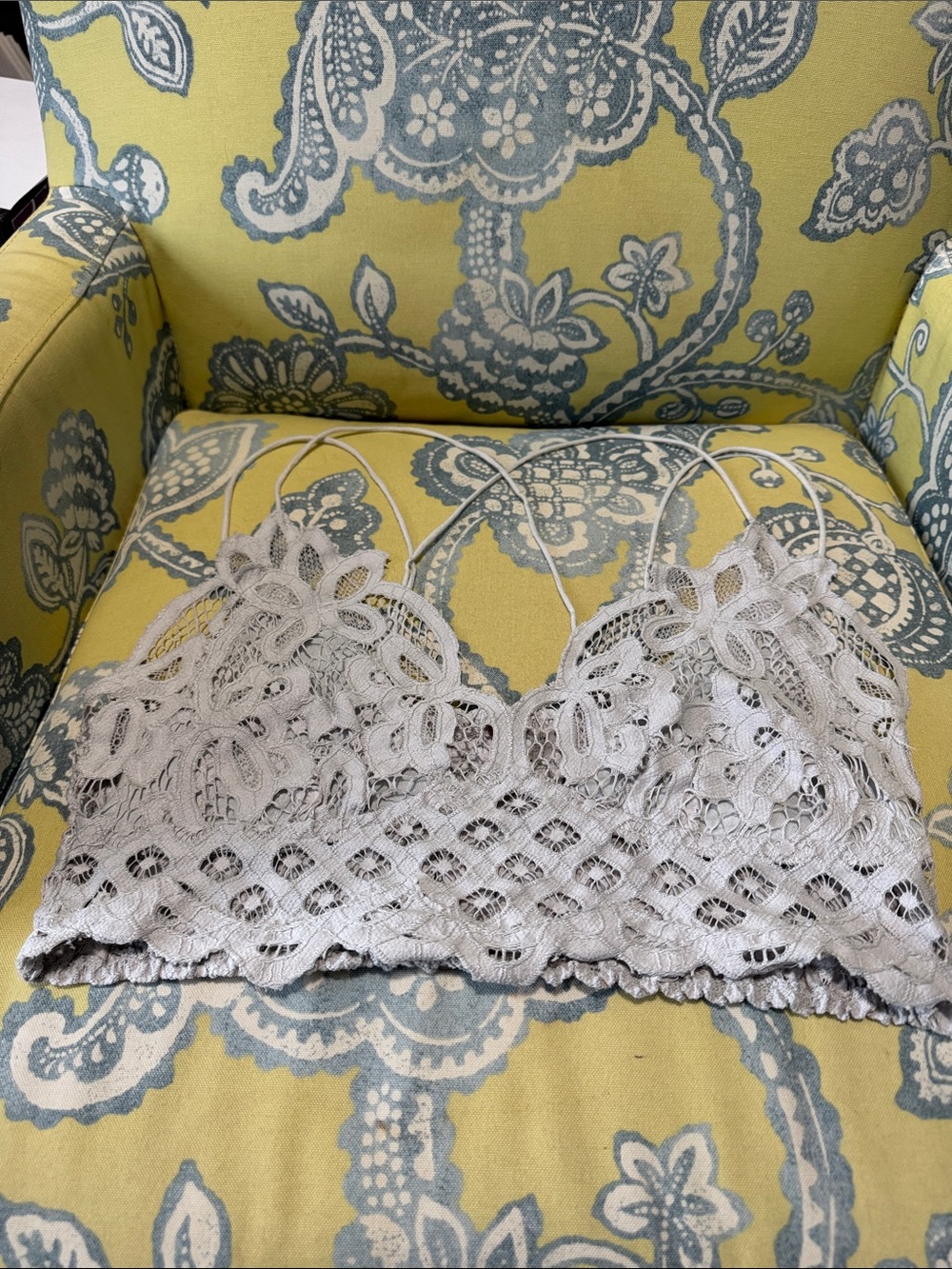 Lace Floral Bralette in Light Gray